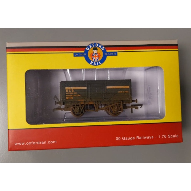 Oxford Rail 76MW7030W OO Weathered NCB Internal Use 7 Plank Mineral Wagon #71 LN/Box