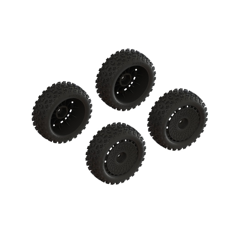ARRMA ARA550114 Black dBoots ‘2-HO’ Tire Set Glued (Pack of 4)
