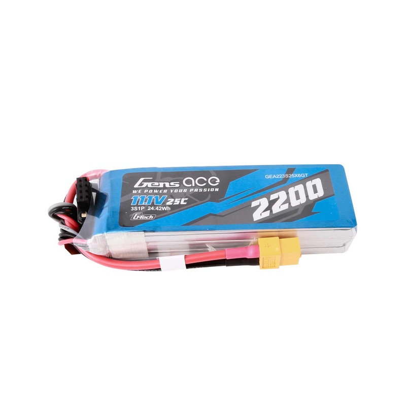Gens Ace GEA223S25X6GT 11.1V 2200mAh 3S 25C G-Tech Smart LiPo Battery: XT60