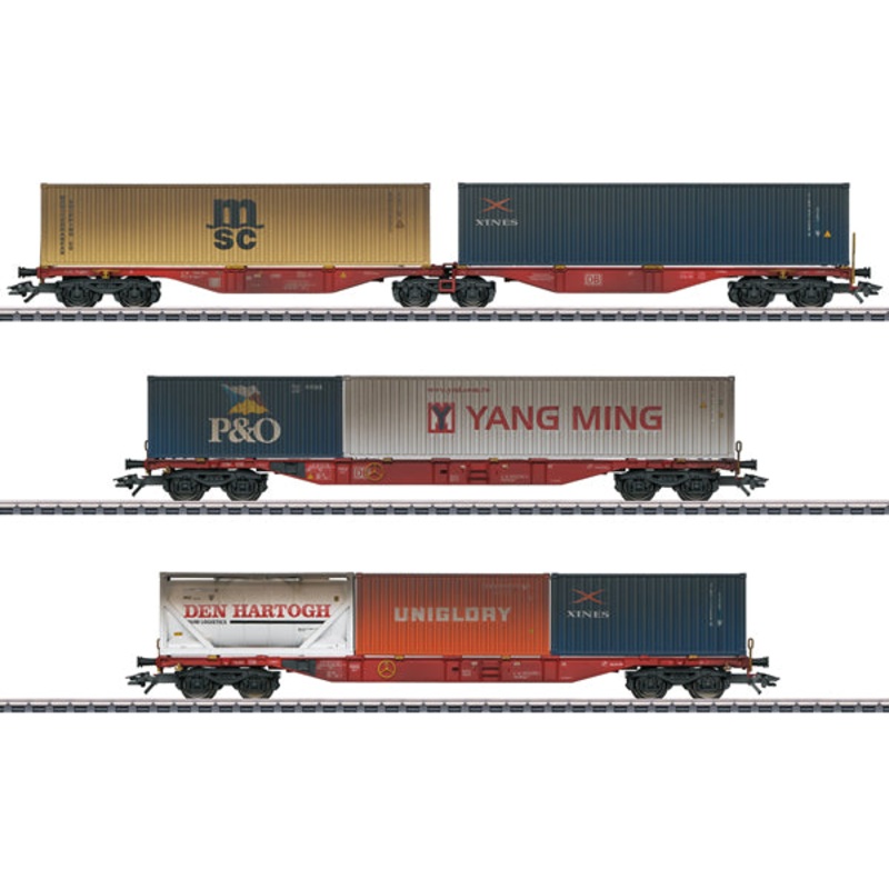 Marklin 47810 HO Scale Deutsche Bahn AG Container Flat Cars (Set of 3) LN/Box