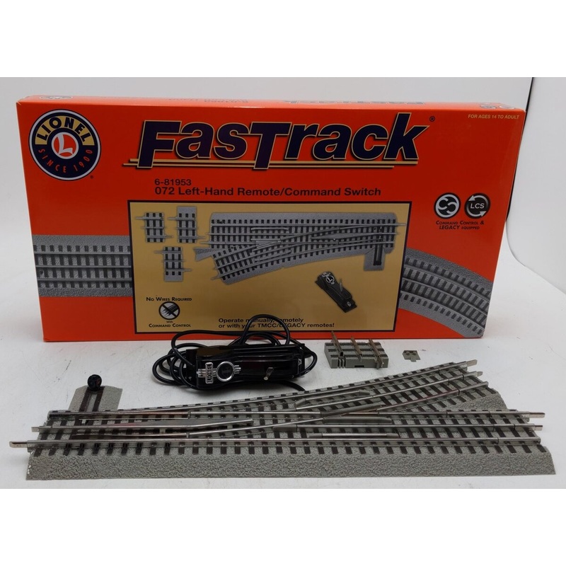 Lionel 6-81953 O-72 Left Hand Remote Fastrack Switch Turnout VG/Box
