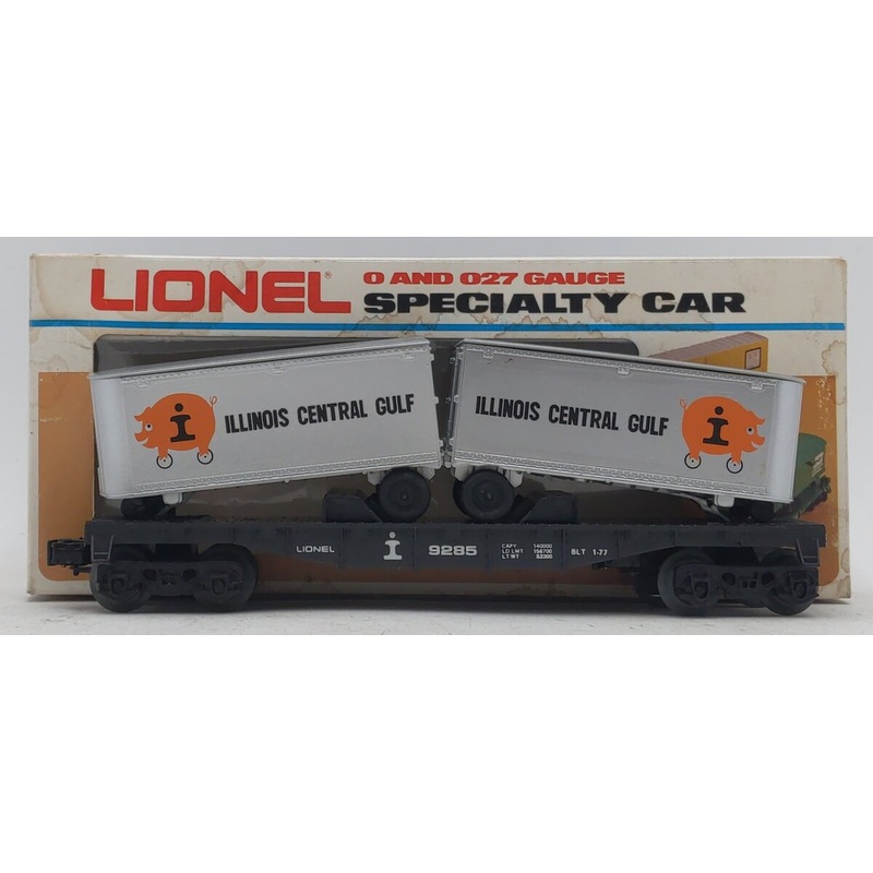 Lionel 6-9285 O Gauge Illinois Central Gulf Flatcar w/Vans LN/Box