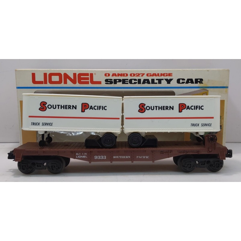 Lionel 6-9333 O Gauge Southern Pacific Flatcar with 2 Trailers LN/Box