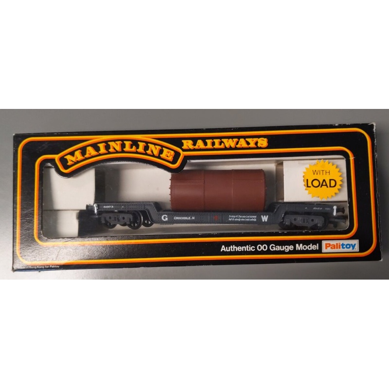 Main Line 37418 OO Gauge Great Western Railway Bogie Well Wagon w/ Boiler #41973 EX/Box