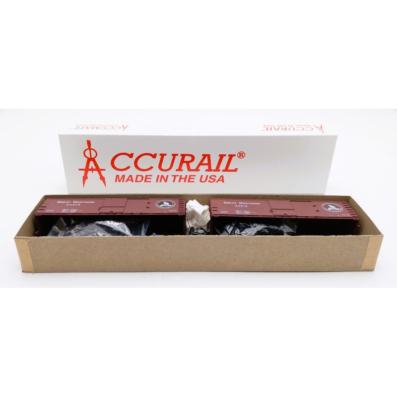 Accurail 1203 HO Great Northern 40′ Wood Boxcar # 24375 & 24816 Kit (Pack of 2)