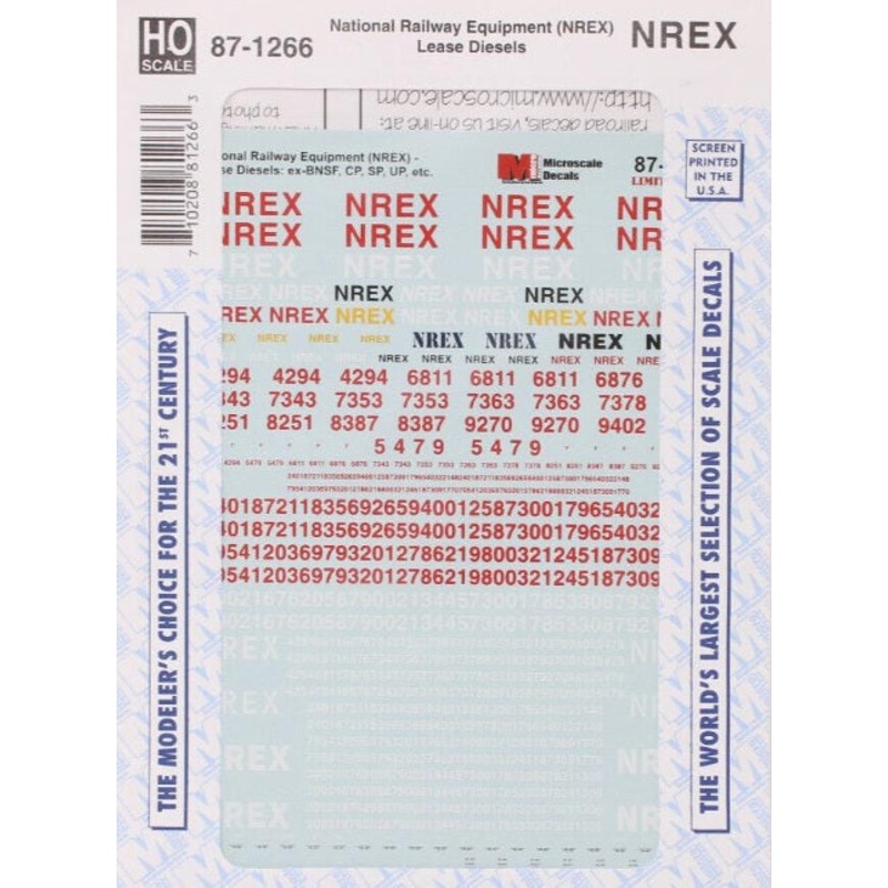Microscale 87-1266 HO Scale National Railway Equipment Lease Diesels Decal Sheet