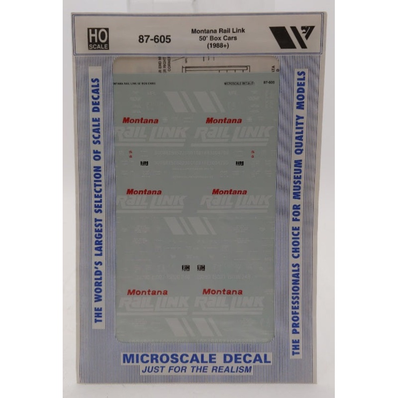Microscale 87-605 HO Scale Montana Rail Link 50 Box Cars Decals (1988+) Decal