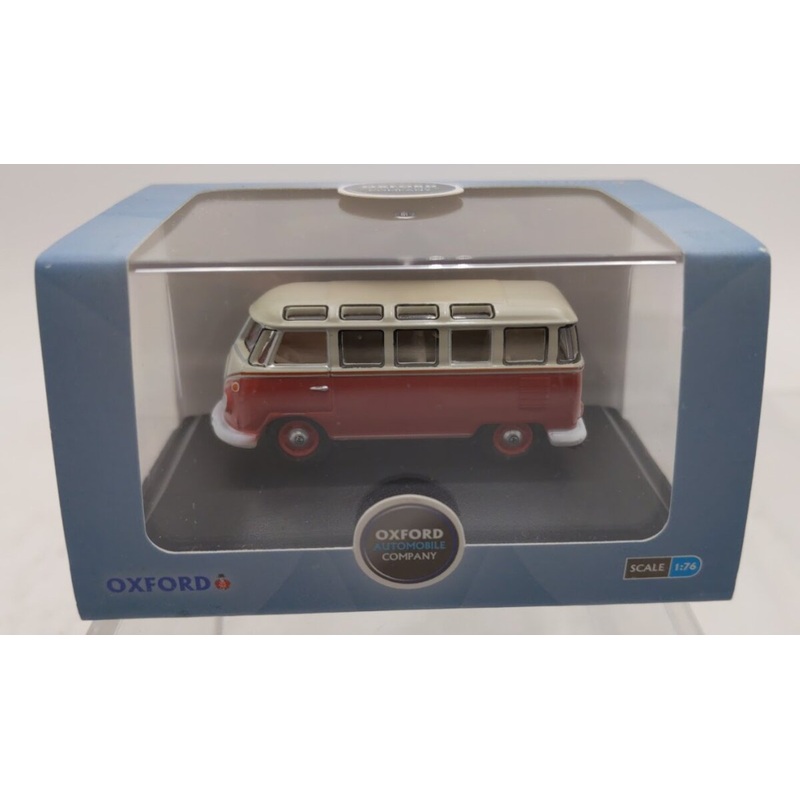 Oxford Diecast 76VWS001 1:76 Sealing Wax Red /Beige GreyVolkswagen T1 Samba Bus