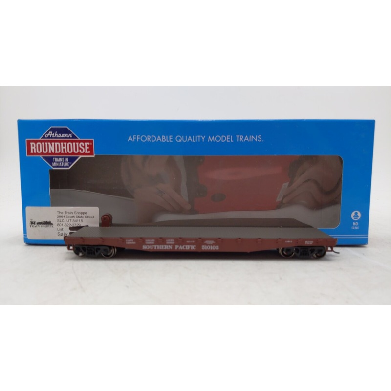 Roundhouse 14510 HO Southern Pacific 50′ Flat Car w/Stakes #510105 EX/Box