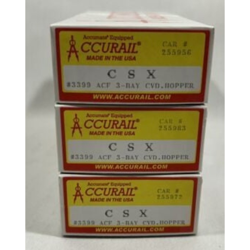 Accurail 3399 HO Scale CSX ACF 3-Bay Covered Hopper Kit (Set of 3)