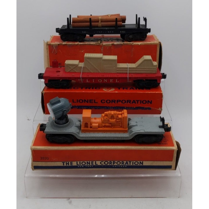 Lionel Vintage O Gauge Assorted Freight Cars: 3520, 3461 & 6821 [3] VG/Box