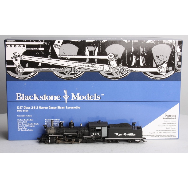 Blackstone Models 310121S HOn3 DRGW K-27 Steam Locomotive w/DCC/Sound #454 LN/Box