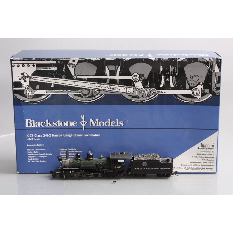 Blackstone Models B310103 HOn3 D&RGW K-27 2-8-2 Steam Locomotive w/Tender #455 LN/Box