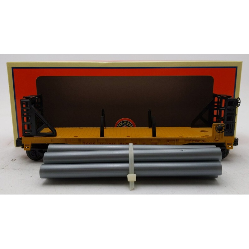 Lionel 6-26616 O Gauge Union Pacific Bulkhead Flatcar with Pipes EX/Box