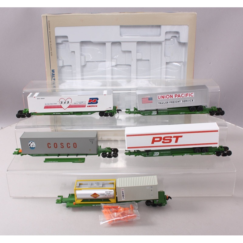 Walthers 932-13932 HO BN Spine Cars w/Containers and Trailers MT/Box