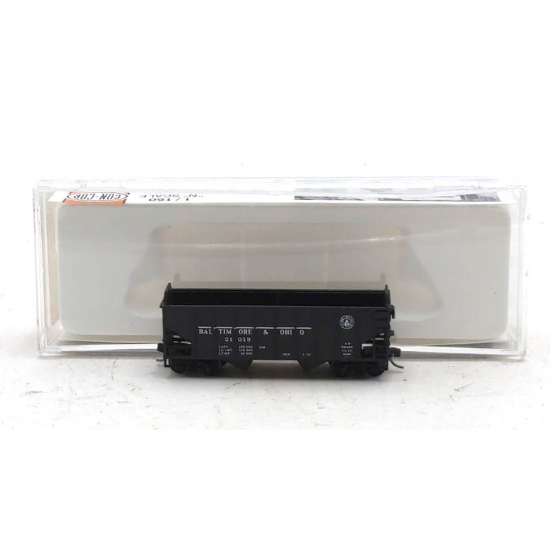 Con-Cor 001-556501-2 N Scale Baltimore & Ohio 70 Ton 2-Bay Hopper #21019 EX/Box
