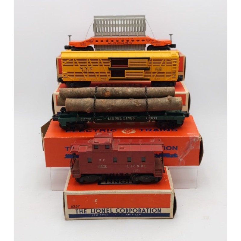 Lionel Vintage O Gauge Assorted Freight Cars: 6357, 6356, 6519 & 6361 [4] VG/Box