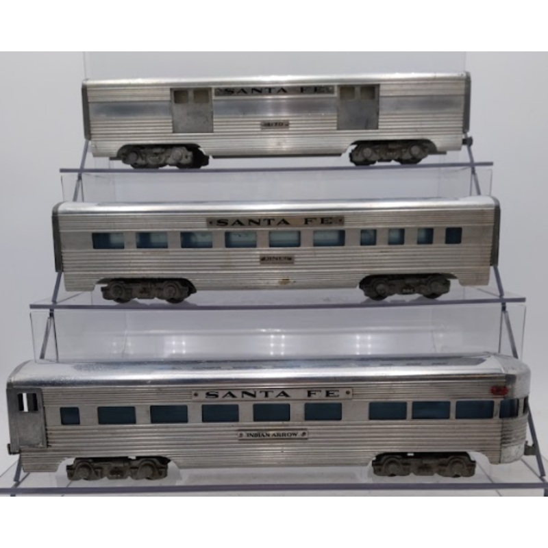 Vintage AMT O Gauge Santa Fe Aluminum Passenger Cars [3] VG