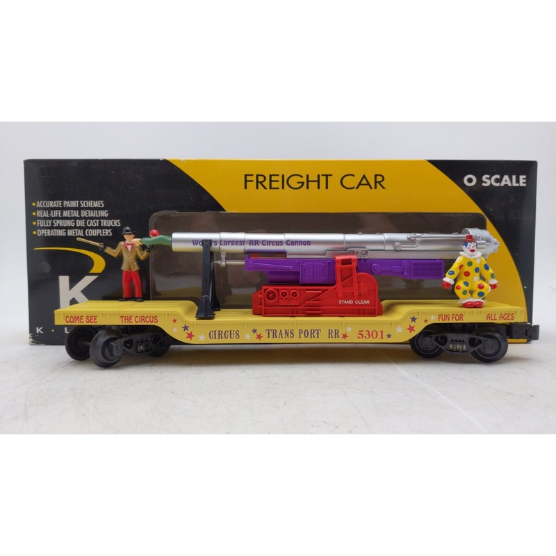 K-Line 622-5301 Circus Transport Railroad Flat Car w/ Cannon and Figures EX/Box