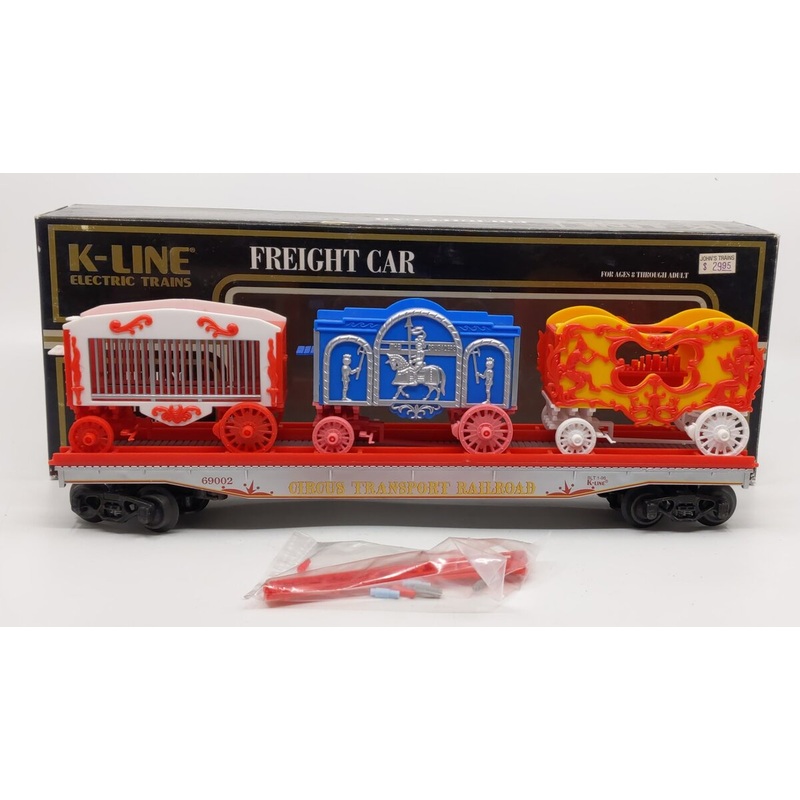 K-Line K-69002 O Gauge Circus Transport Railway Flatcar w/ Wagons EX/Box