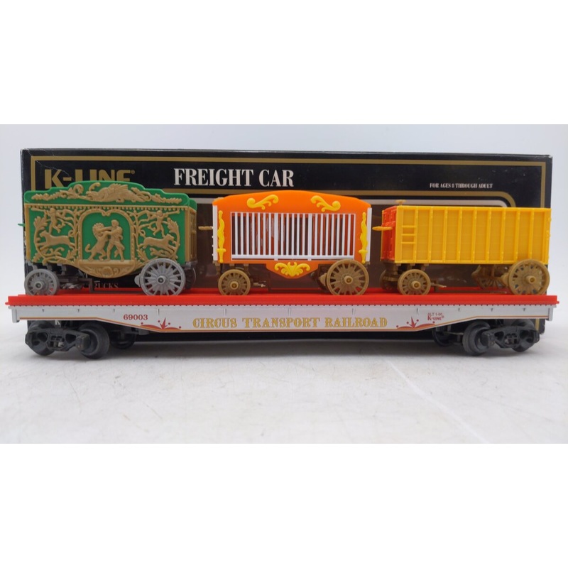K-Line K-69003 O Gauge Circus Transport Railway Flatcar #69003 with Wagons EX/Box