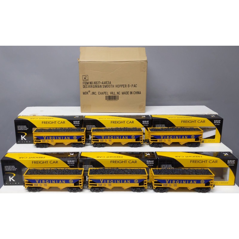 K-Line K621-4463A O Virginian Smooth Hopper Cars (Set of 6) EX/Box
