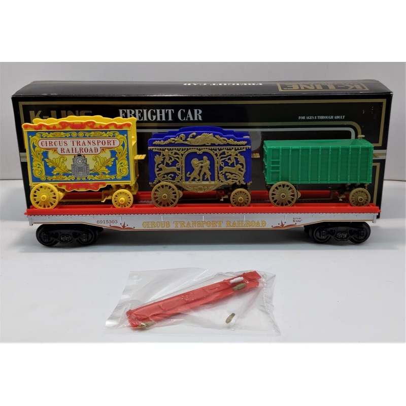 K-Line K691-5303 O Gauge Circus Flatcar w/ 3 Circus Wagons EX/Box