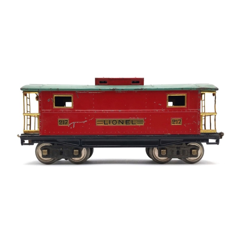Lionel 217 Vintage Standard Gauge Prewar Red with Green Roof Caboose – Restored