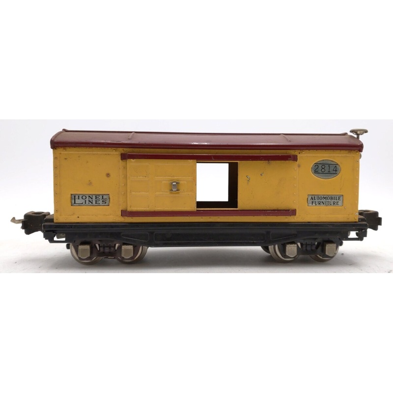 Lionel 2814 Vintage O Prewar Cream & Maroon Tinplate Boxcar VG