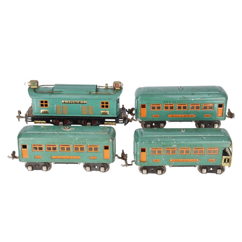 Lionel 296 Vintage O Prewar Electric Passenger Set: 252, 607, 607, 608
