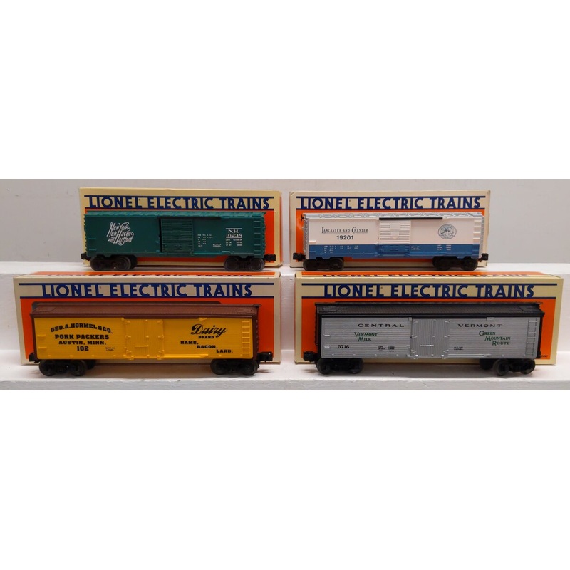Lionel O Assorted Freight Cars: 6-5716, 6-19538, 6-19201, 6-16238 [4] LN/Box