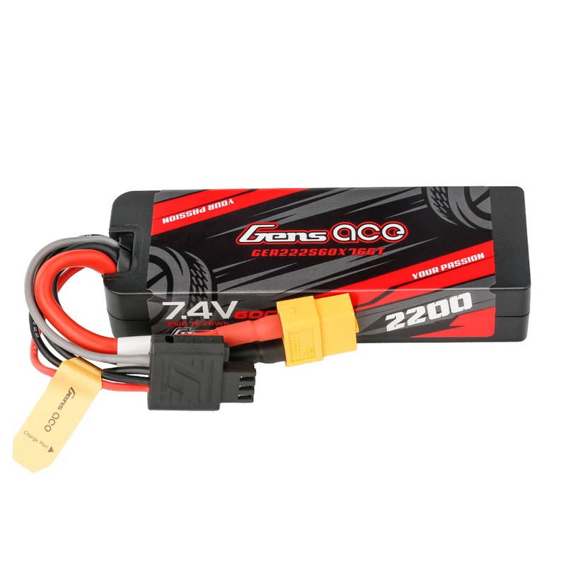 Gens Ace GEA222S60X76GT 2200mAh 2S 60C 7.4V HardCase G-tech Lipo Battery Pack
