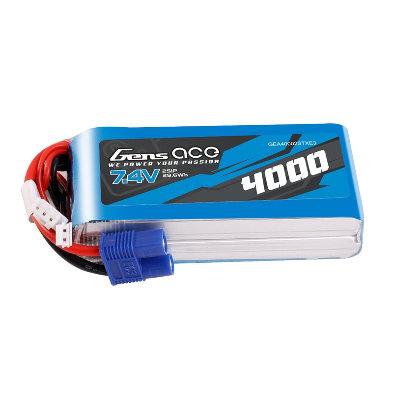 Gens Ace GEA40002STXE3 4000mAh 2S 7.4V TX Lipo Battery Pack with EC3 Plug