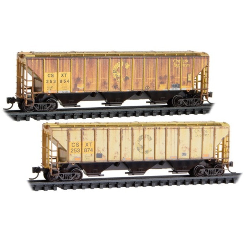 Micro-Trains 98305096 N CSX Weathered 2-Bay Covered Hoppers (Set of 2)