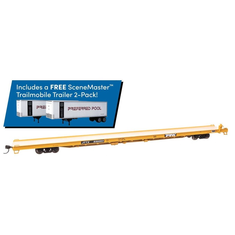 Walthers 910-5743B HO TTX 89′ Channel Side Flatcar w/ Trailers RTR JTTX #930093