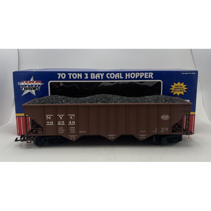 USA Trains 14009 G New York Central 70-Ton 3-Bay Coal Hopper #862546 EX/Box