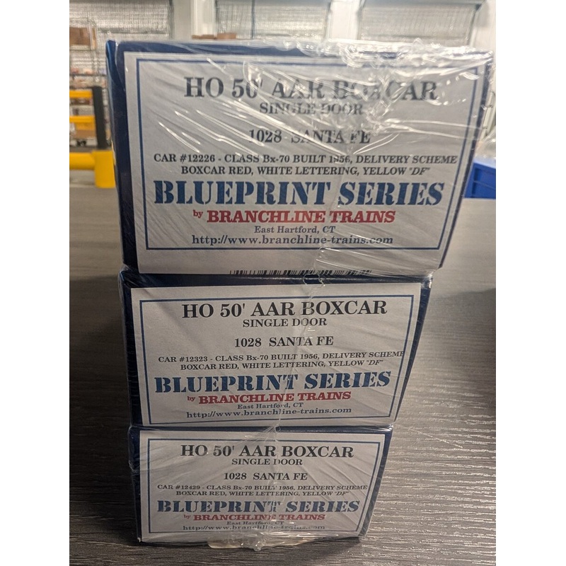 Branchline Trains 1028 HO Santa Fe 50′ AAR Single Door Boxcar Kit (Set of 3)