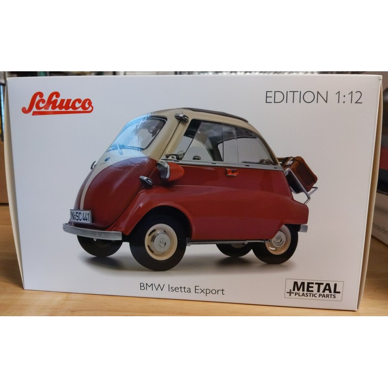 BMW ISETTA EXPORT RED & BEIGE W/TRUNK RACK LTD ED 1/18 DIECAST SCHUCO