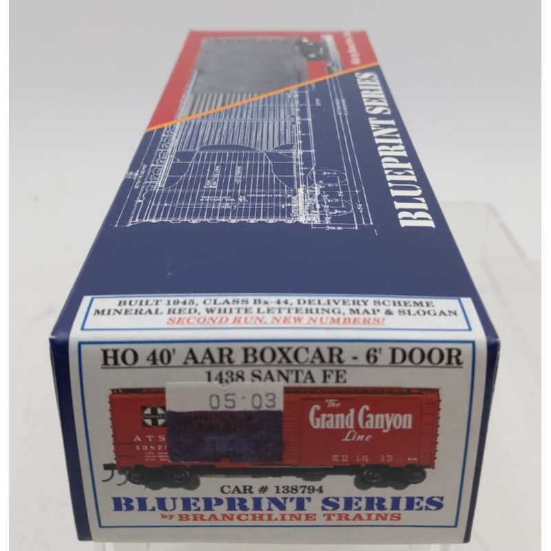 Branchline Trains 1438 HO Blueprint Series ATSF 40’AAR Boxcar 6’Door #138794 Kit