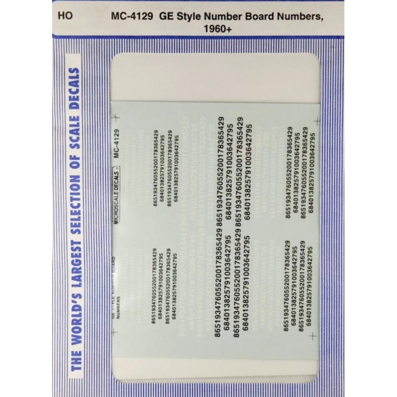 Microscale 4129 HO General Electric GE Diesel Numberboards 1960+ Decal Set