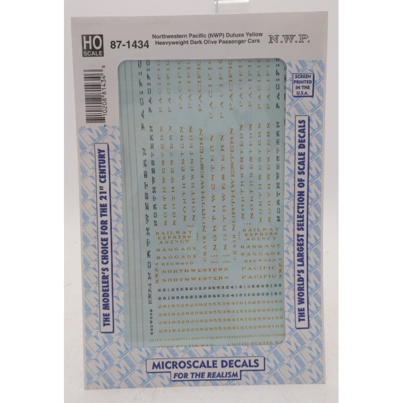 Microscale 87-1434 Northwestern Pacific (NWP) Duluxe Yellow Passenger Cars Decal