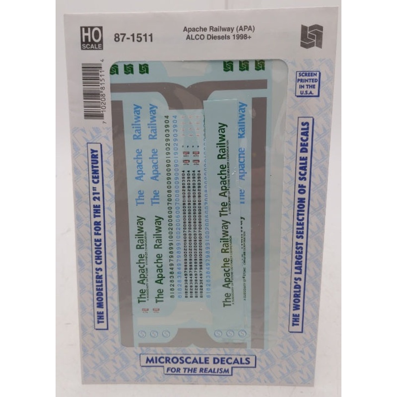 Microscale 87-1511 HO Scale Apache Railway (APA) ALCO Diesels 1998+ Decal Sheet