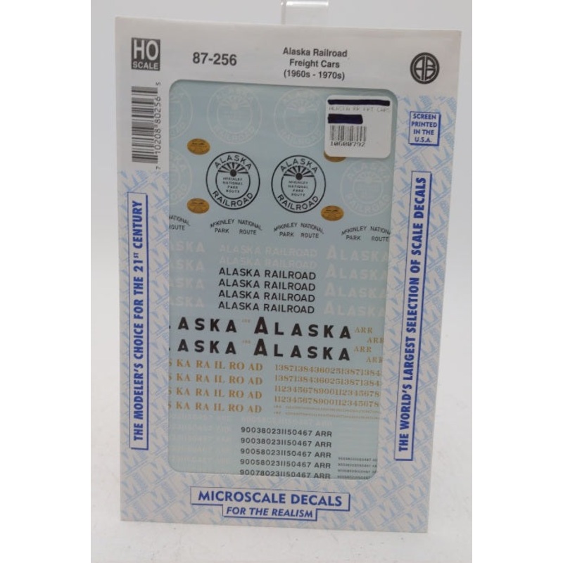 Microscale 87-256 HO Alaska Railroad Freight Cars (1960s-1970s) Decal Sheet