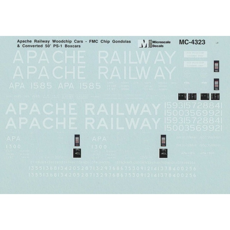Microscale MC-4323 HO Apache Railway Woodchip Cars New & Rebuilt Decal Sheet