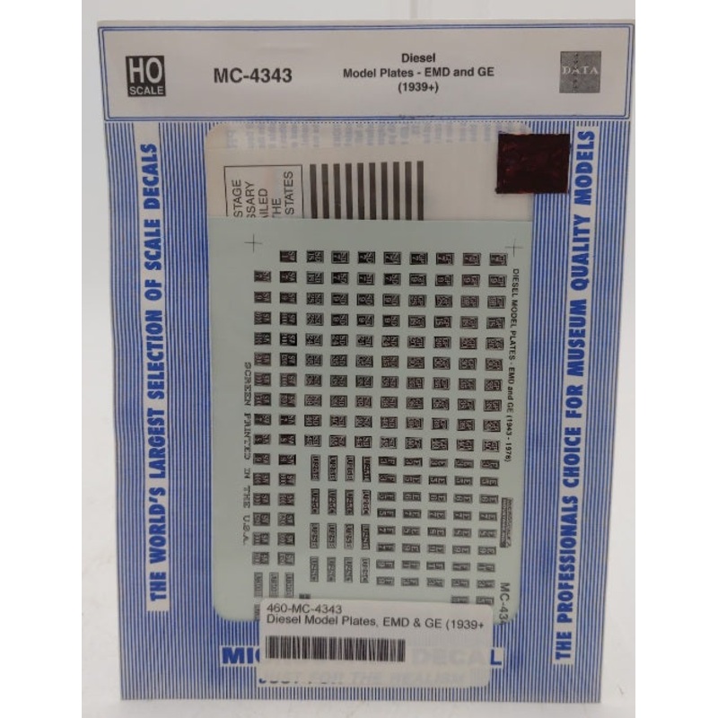 Microscale MC-4343 HO EMD & GE Diesel Model Plates 1939+ Decal Set