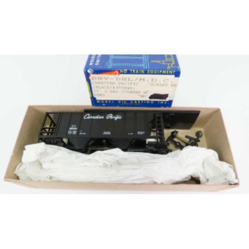 BevBel 6903 HO Canadian Pacific 35′ 2-Bay Hopper #383045 Kit (Black)