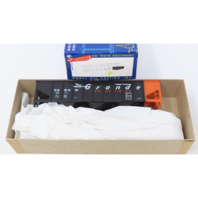 Roundhouse 3220 HO D&RGW 3-Bay Rib Side Hopper Car #5211 Kit