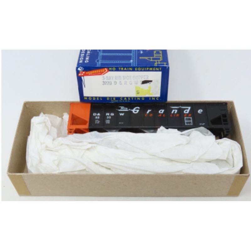 Roundhouse 3220 HO D&RGW 3-Bay Rib Side Hopper Car #5235 Kit