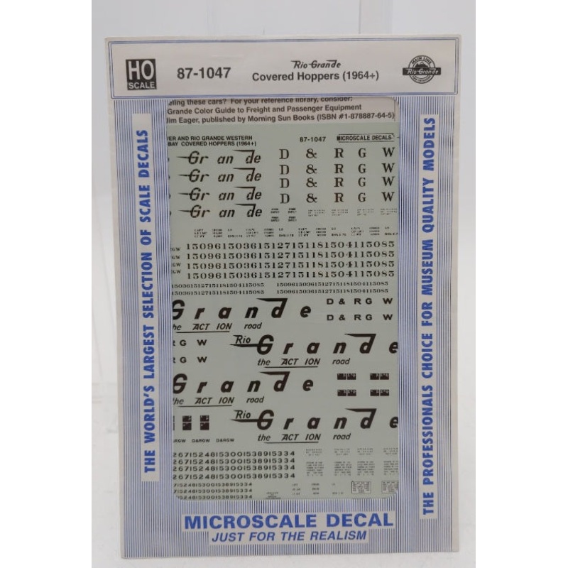 Microscale 87-1047 HO Scale D&RGW  3-Bay Covered Hoppers (1964+) Decal Sheet