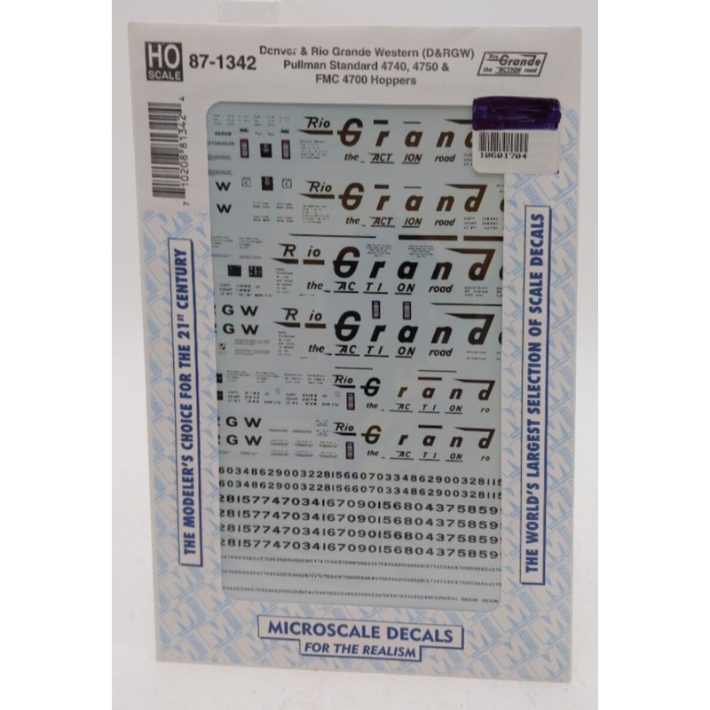 Microscale 87-1342 HO D&RGW Pullman Standard 4740/4750 & FMC 4700Covered Hoppers